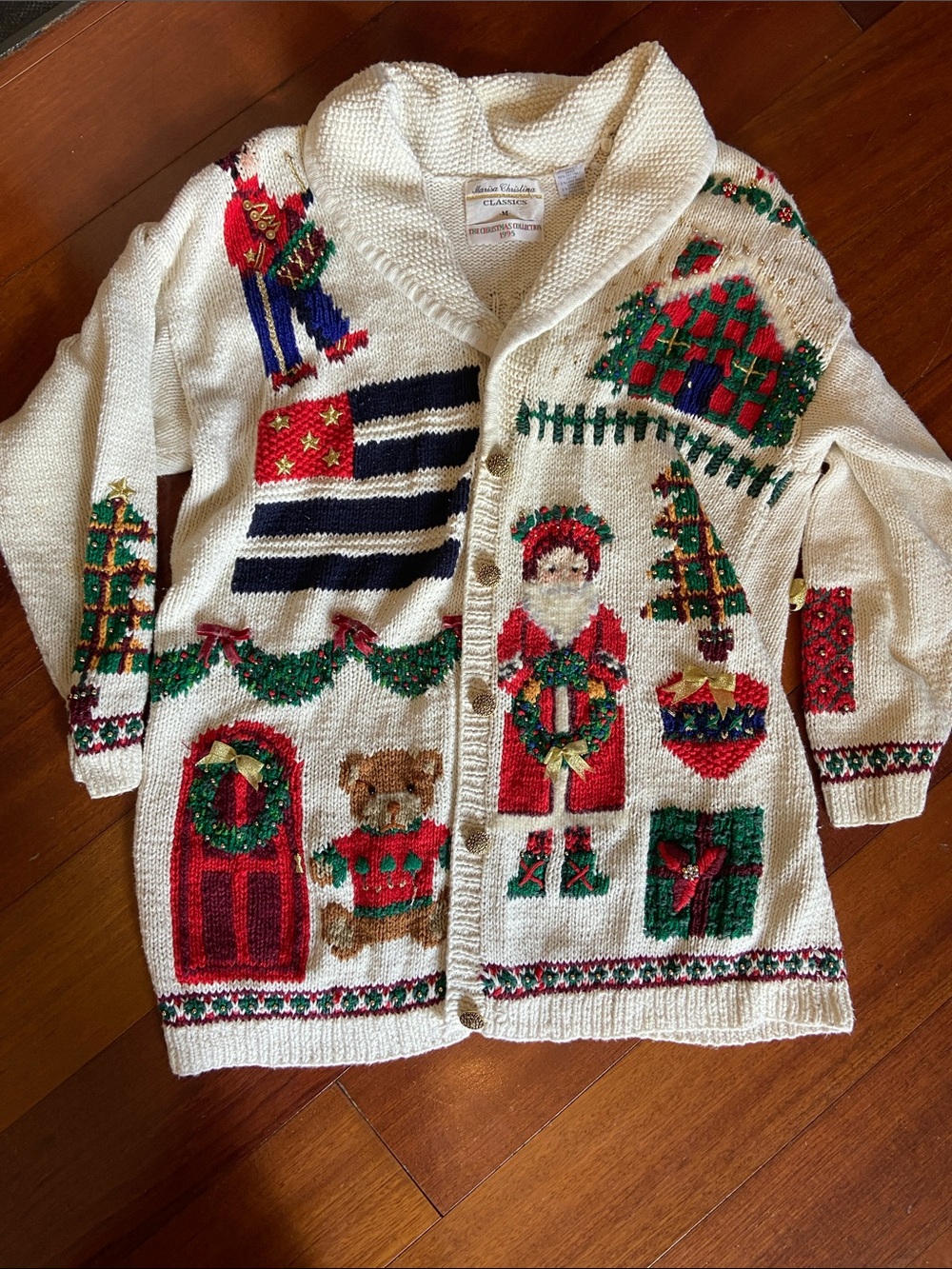 Vintage 1995 Marisa Christina Button Holiday Cardigan
